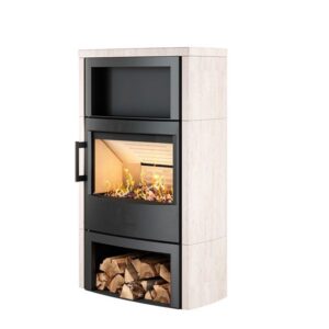 Kamin Wiking Maxi 6 valge kivi puude hoiukohaga